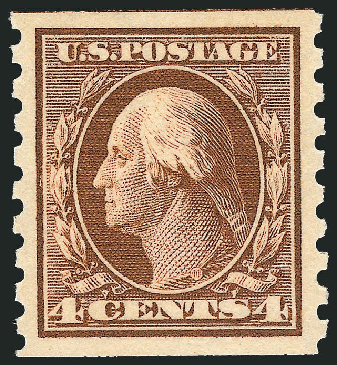 US Stamps Values Scott Catalogue # 395 - 4c 1912 Washington Coil. Robert Siegel Auction Galleries, Sep 2008, Sale 962, Lot 2696