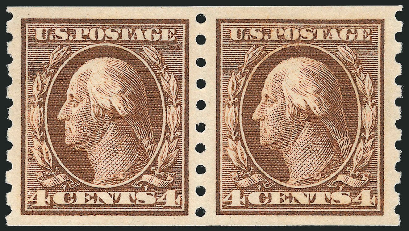 US Stamps Prices Scott #395: 4c 1912 Washington Coil. Robert Siegel Auction Galleries, Jun 2009, Sale 975, Lot 1786