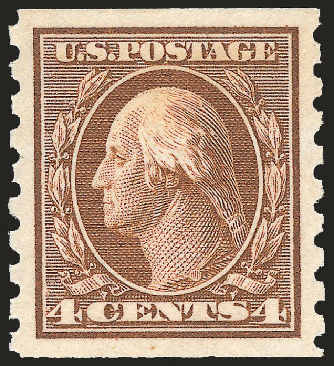 US Stamps Values Scott Catalog # 395 - 4c 1912 Washington Coil. Robert Siegel Auction Galleries, Sep 2009, Sale 976, Lot 1976
