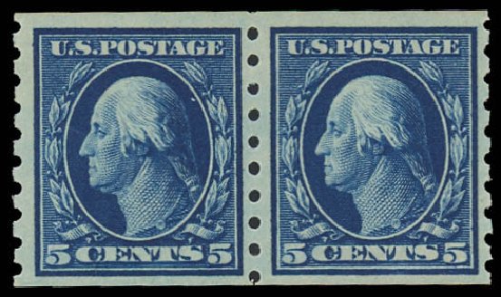 Prices of US Stamps Scott Catalog # 396: 5c 1913 Washington Coil. Daniel Kelleher Auctions, Oct 2012, Sale 632, Lot 1317