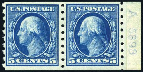 Costs of US Stamps Scott Cat. # 396: 5c 1913 Washington Coil. Harmer-Schau Auction Galleries, Feb 2009, Sale 80, Lot 1308
