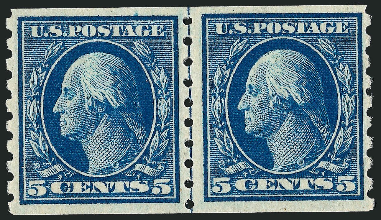 Prices of US Stamp Scott Catalog 396 - 1913 5c Washington Coil. Robert Siegel Auction Galleries, Jun 2009, Sale 975, Lot 1788