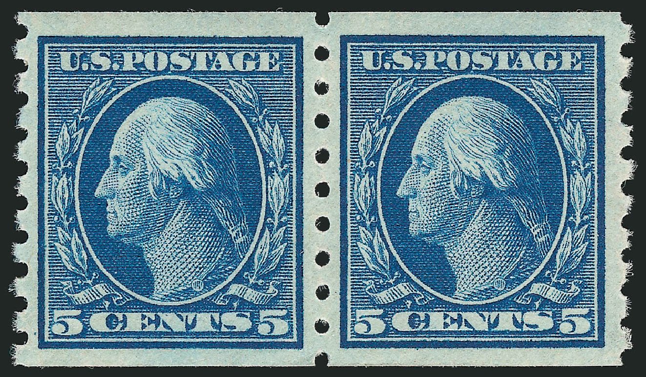 US Stamp Values Scott Cat. # 396 - 5c 1913 Washington Coil. Robert Siegel Auction Galleries, Dec 2009, Sale 982, Lot 5779