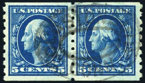 US Stamp Values Scott Cat. # 396 - 1913 5c Washington Coil. Harmer-Schau Auction Galleries, Feb 2010, Sale 84, Lot 1570