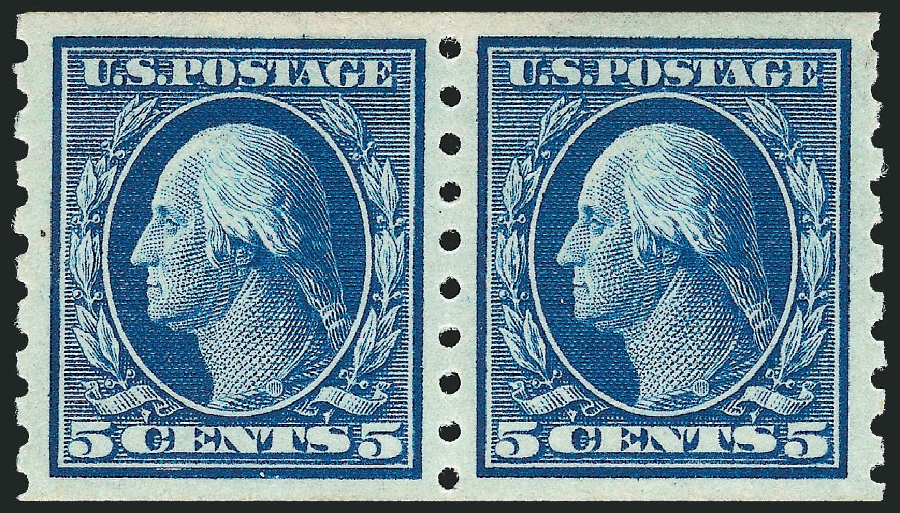Values of US Stamp Scott Cat. #396: 5c 1913 Washington Coil. Robert Siegel Auction Galleries, Sep 2009, Sale 968B, Lot 511