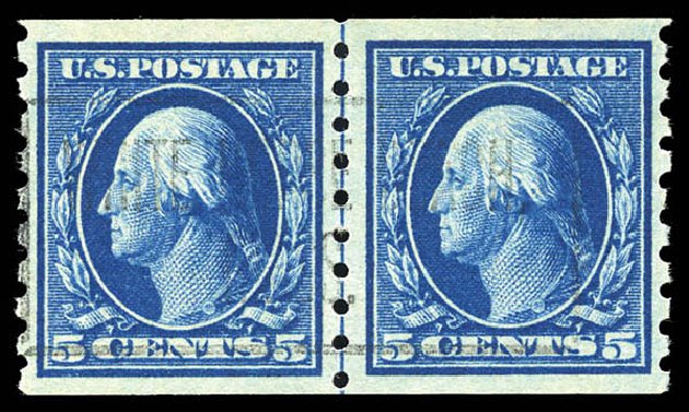 Value of US Stamp Scott Cat. # 396: 1913 5c Washington Coil. Matthew Bennett International, Sep 2011, Sale 338, Lot 1934
