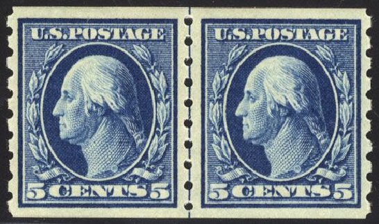 US Stamps Price Scott Catalog 396 - 5c 1913 Washington Coil. Cherrystone Auctions, Mar 2008, Sale 200803, Lot 264