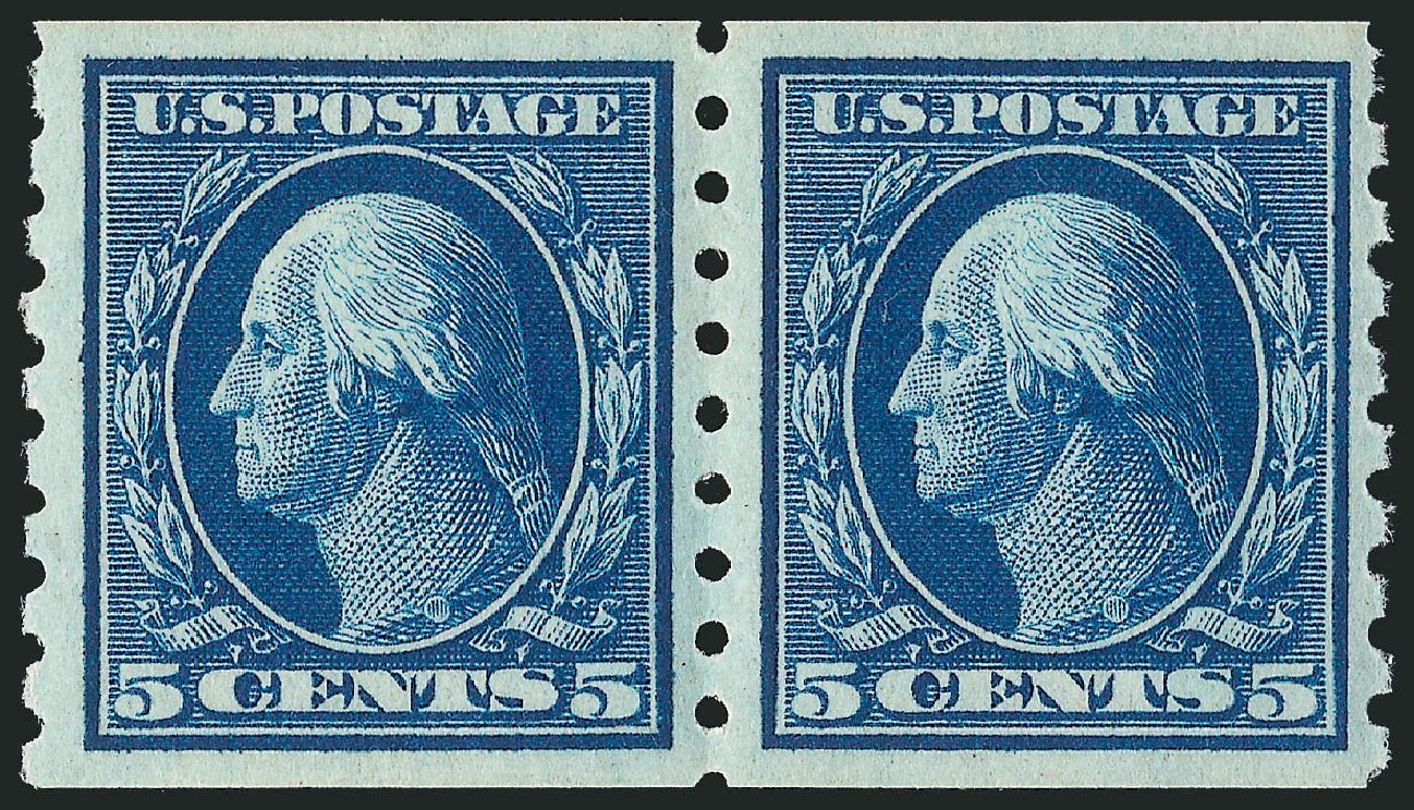 Costs of US Stamp Scott Catalogue 396: 5c 1913 Washington Coil. Robert Siegel Auction Galleries, Oct 2012, Sale 1033, Lot 4214