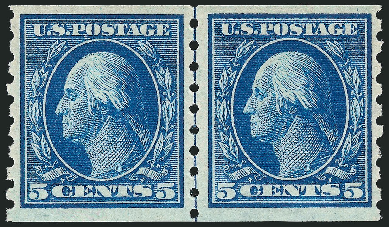 Value of US Stamps Scott #396 - 1913 5c Washington Coil. Robert Siegel Auction Galleries, Jul 2013, Sale 1050, Lot 524