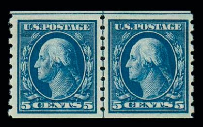 US Stamps Value Scott Cat. #396 - 1913 5c Washington Coil. Matthew Bennett International, Dec 2007, Sale 325, Lot 2025