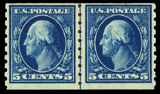 Costs of US Stamps Scott Cat. #396 - 5c 1913 Washington Coil. Daniel Kelleher Auctions, Dec 2012, Sale 633, Lot 685