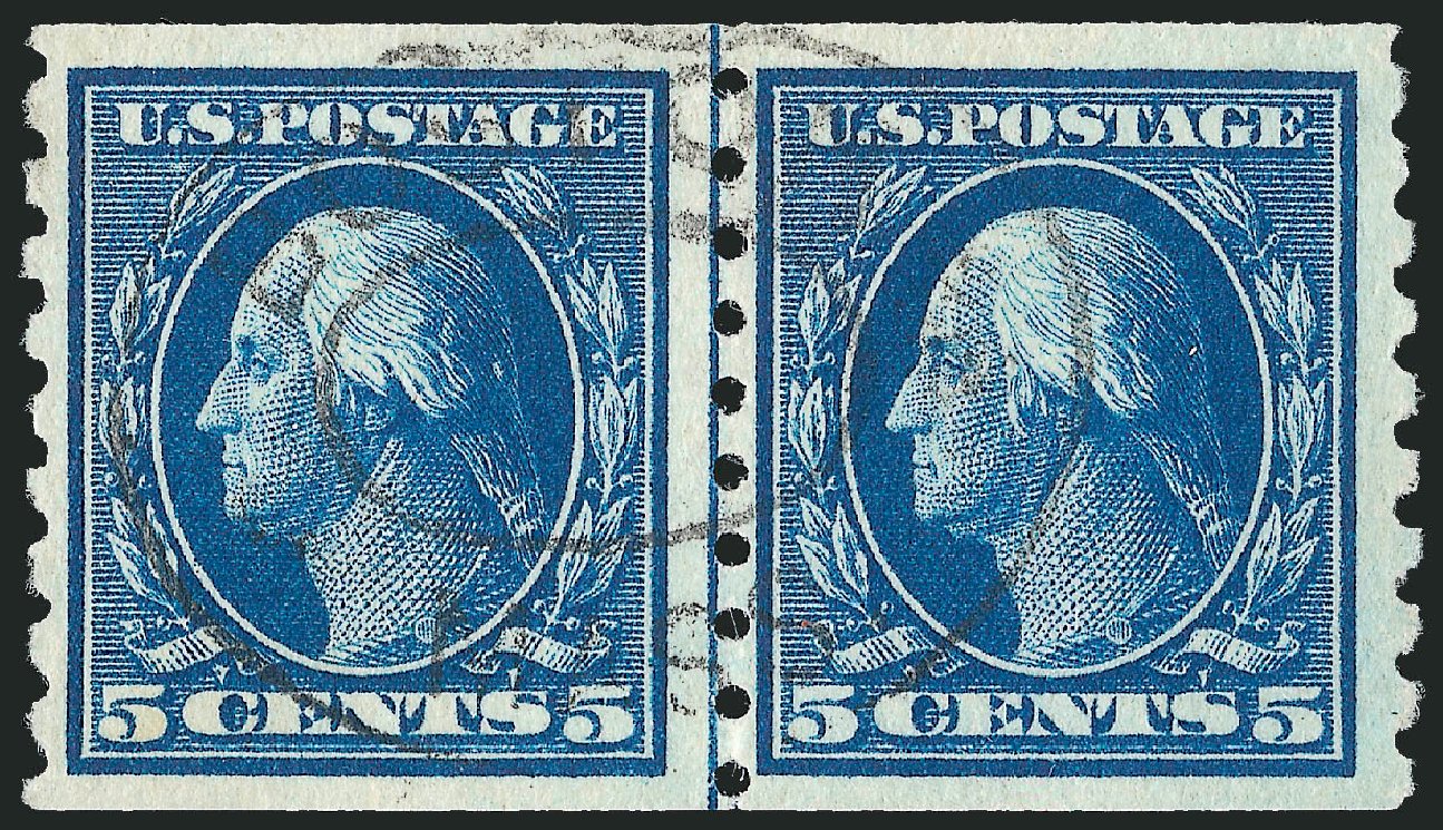Values of US Stamps Scott Catalogue # 396 - 5c 1913 Washington Coil. Robert Siegel Auction Galleries, Sep 2012, Sale 1028, Lot 365