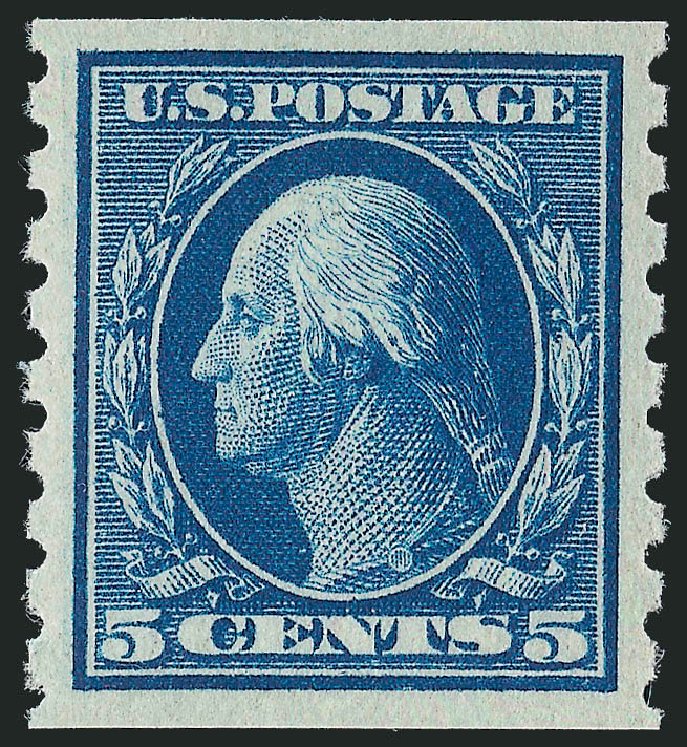 US Stamps Values Scott Cat. #396 - 1913 5c Washington Coil. Robert Siegel Auction Galleries, Oct 2010, Sale 997, Lot 5955