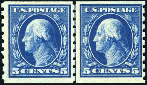 Costs of US Stamp Scott Catalogue # 396 - 5c 1913 Washington Coil. Harmer-Schau Auction Galleries, Apr 2010, Sale 85, Lot 296