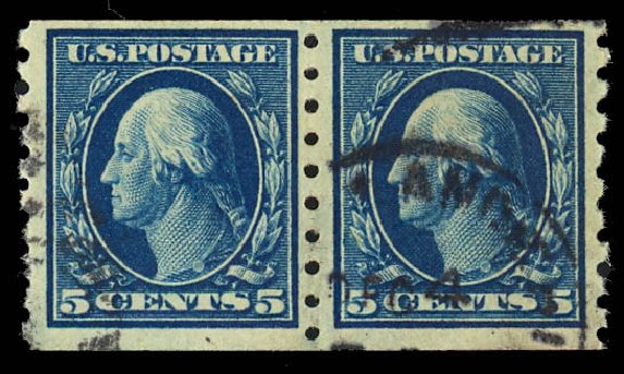 US Stamp Value Scott Cat. #396: 5c 1913 Washington Coil. Daniel Kelleher Auctions, Dec 2012, Sale 633, Lot 686