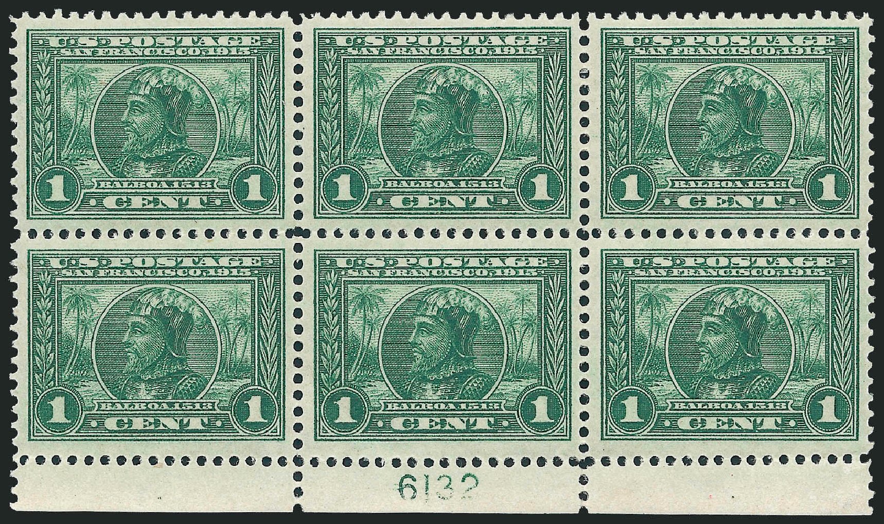 mint hinged TRAVELSTAMPS: 1913 US Stamps Scott #397 og Balboa 1¢ 