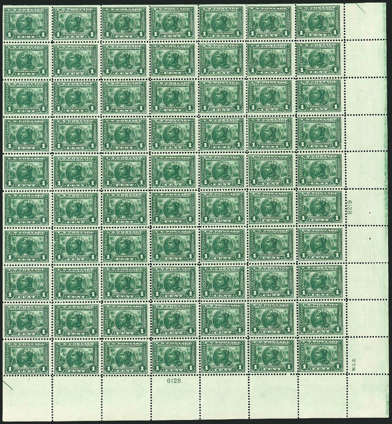 US Stamp Value Scott Catalog 397: 1913 1c Panama-Pacific Exposition. Robert Siegel Auction Galleries, Apr 2009, Sale 971, Lot 1665