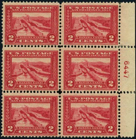 Costs of US Stamps Scott Catalog 398: 1913 2c Panama-Pacific Exposition. Harmer-Schau Auction Galleries, Oct 2011, Sale 91, Lot 281