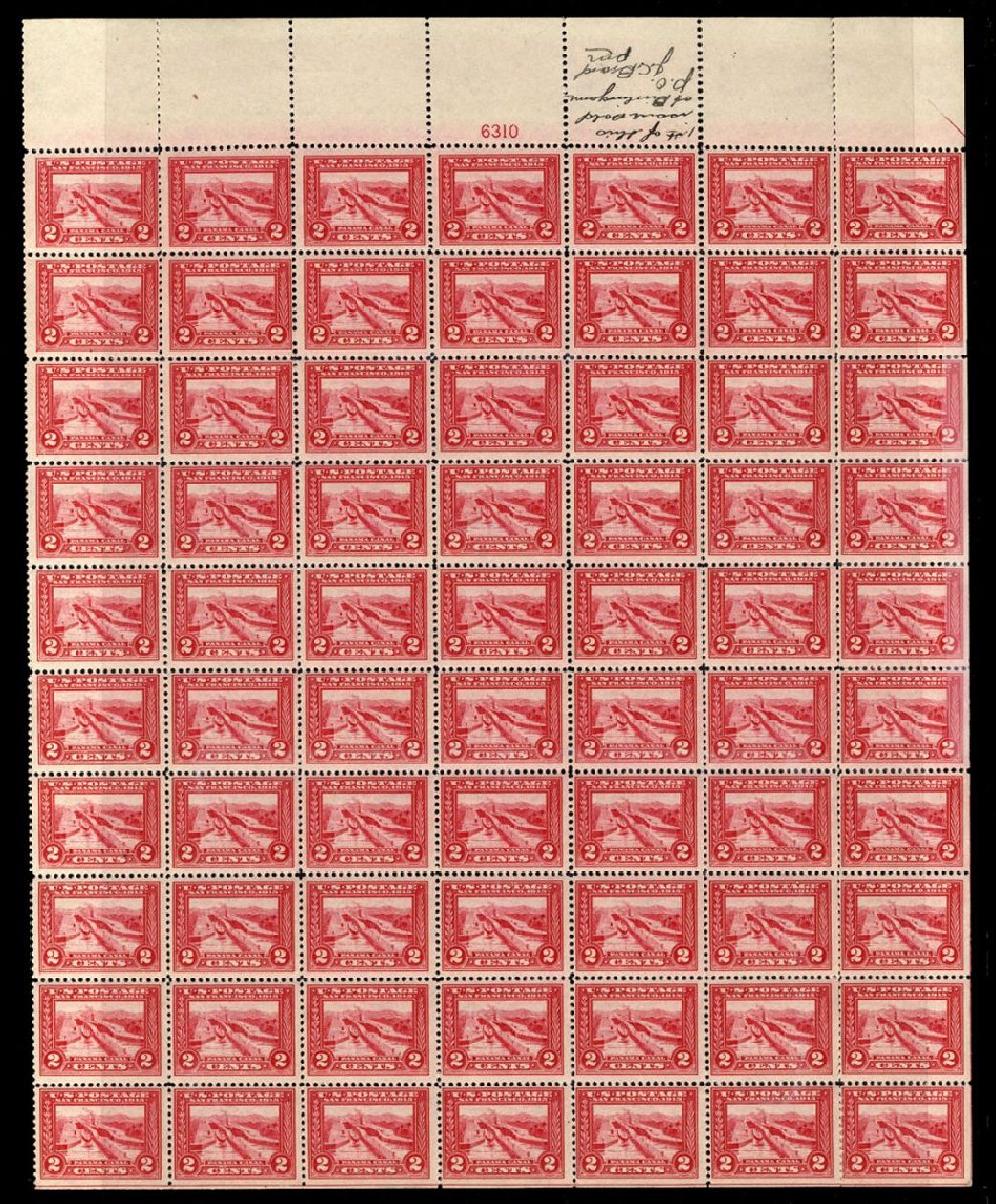 Cost of US Stamps Scott # 398: 1913 2c Panama-Pacific Exposition. Cherrystone Auctions, Jan 2008, Sale 200801, Lot 1212