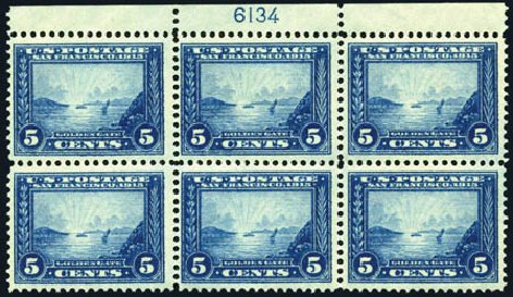 US Stamp Values Scott Catalogue #399: 5c 1913 Panama-Pacific Exposition. Harmer-Schau Auction Galleries, Jul 2010, Sale 86, Lot 528