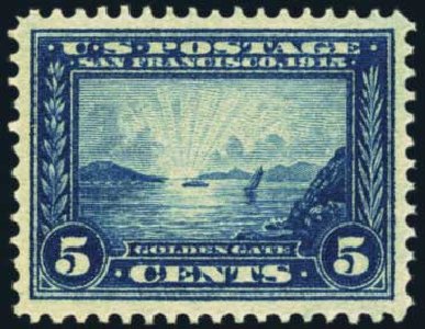 Values of US Stamps Scott Catalogue # 399 - 5c 1913 Panama-Pacific Exposition. Harmer-Schau Auction Galleries, Aug 2012, Sale 94, Lot 1529