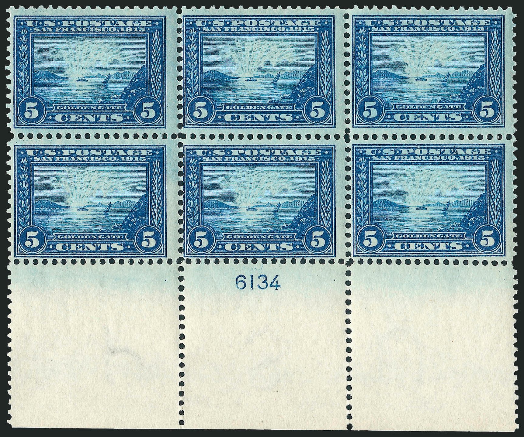US Stamp Values Scott 399 - 5c 1913 Panama-Pacific Exposition. Robert Siegel Auction Galleries, Apr 2009, Sale 971, Lot 1709