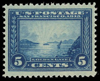 US Stamp Price Scott Catalog 399 - 5c 1913 Panama-Pacific Exposition. Daniel Kelleher Auctions, Oct 2012, Sale 632, Lot 1320