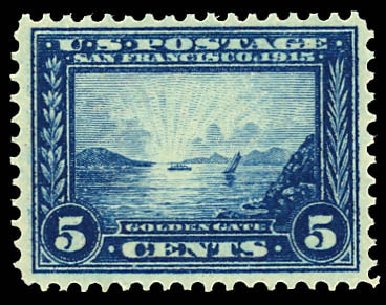US Stamps Prices Scott Catalogue #399: 1913 5c Panama-Pacific Exposition. Daniel Kelleher Auctions, Dec 2012, Sale 633, Lot 690