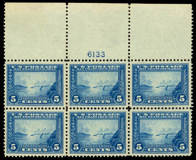 Cost of US Stamp Scott Catalogue #399 - 5c 1913 Panama-Pacific Exposition. Daniel Kelleher Auctions, May 2014, Sale 653, Lot 2420