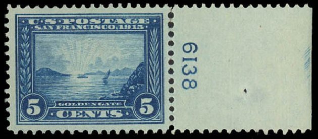 US Stamp Value Scott Cat. #399 - 5c 1913 Panama-Pacific Exposition. Daniel Kelleher Auctions, Oct 2012, Sale 632, Lot 1321