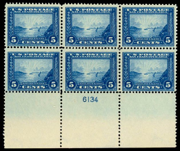 US Stamp Values Scott Cat. #399: 1913 5c Panama-Pacific Exposition. Daniel Kelleher Auctions, Jan 2015, Sale 663, Lot 1751
