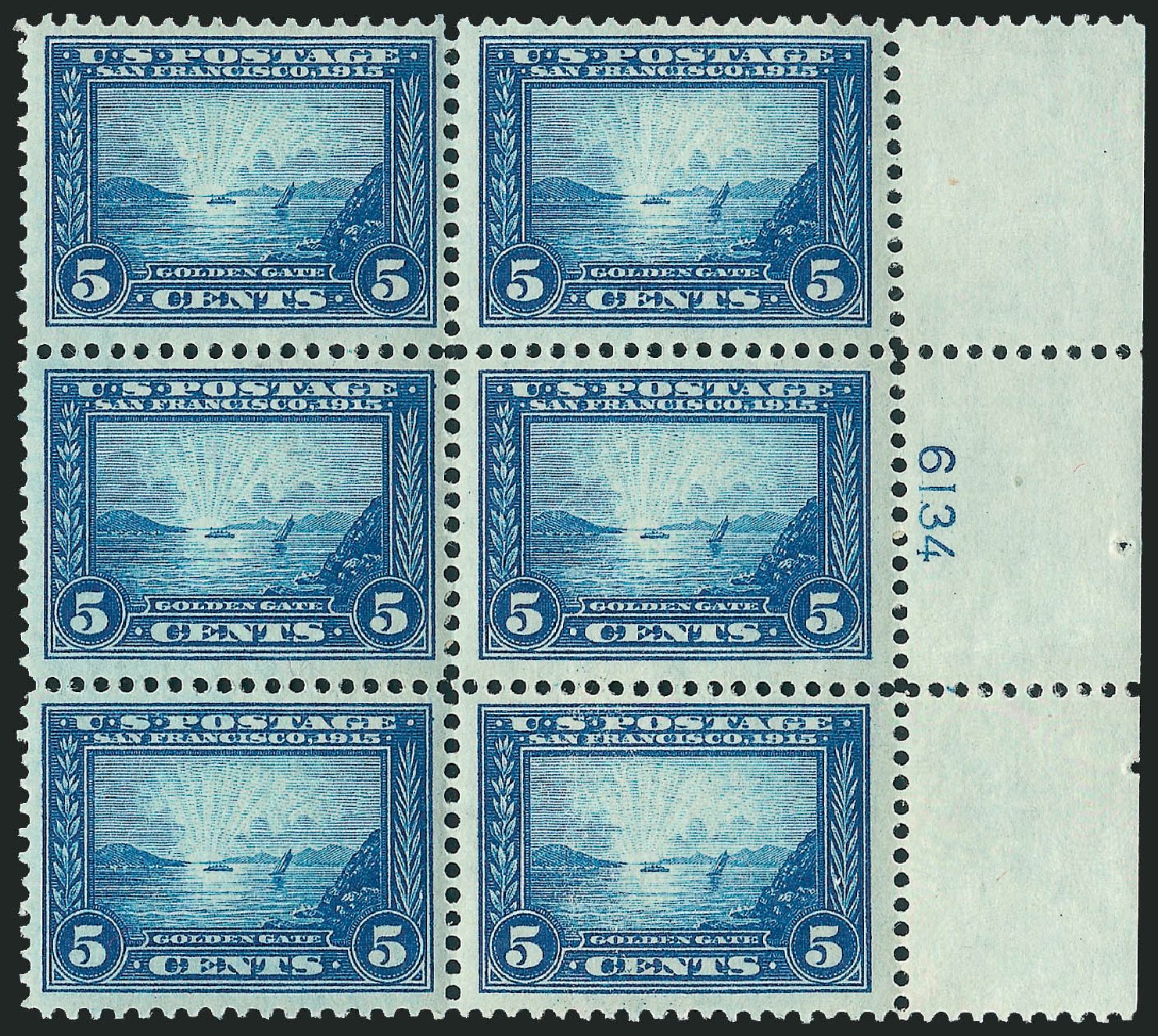 US Stamp Values Scott 399 - 5c 1913 Panama-Pacific Exposition. Robert Siegel Auction Galleries, Apr 2009, Sale 971, Lot 1711