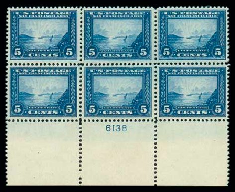 US Stamps Prices Scott Cat. # 399 - 1913 5c Panama-Pacific Exposition. Matthew Bennett International, Dec 2007, Sale 324, Lot 1195