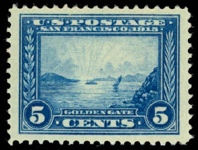 Costs of US Stamp Scott Catalogue # 399: 1913 5c Panama-Pacific Exposition. Daniel Kelleher Auctions, Sep 2013, Sale 639, Lot 3505