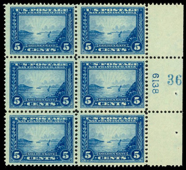 Cost of US Stamps Scott Catalog # 399 - 1913 5c Panama-Pacific Exposition. Daniel Kelleher Auctions, Apr 2013, Sale 636, Lot 342