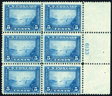 US Stamps Prices Scott Catalogue 399 - 5c 1913 Panama-Pacific Exposition. Harmer-Schau Auction Galleries, Feb 2010, Sale 84, Lot 1573
