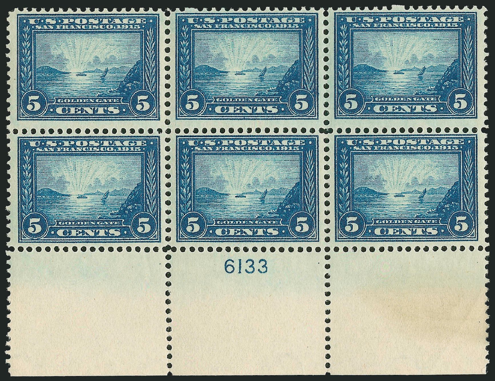 US Stamps Values Scott 399: 1913 5c Panama-Pacific Exposition. Robert Siegel Auction Galleries, Oct 2010, Sale 997, Lot 5963