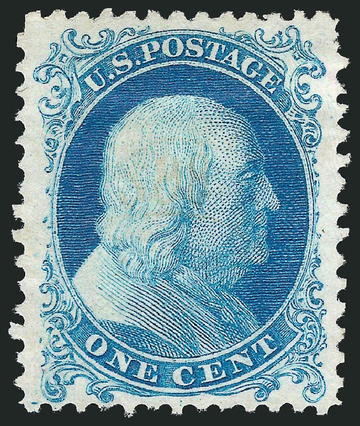 US Stamps Values Scott Catalog # 40 - 1c 1875 Franklin Reprint. Robert Siegel Auction Galleries, Mar 2011, Sale 1006, Lot 1599