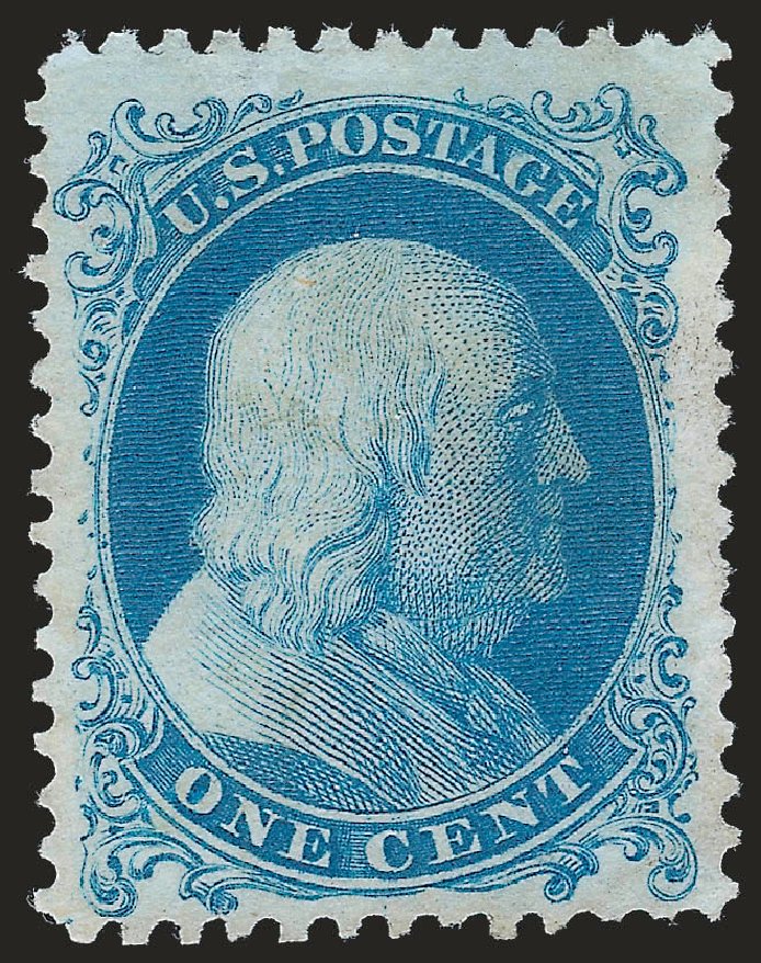 US Stamp Values Scott Cat. 40 - 1875 1c Franklin Reprint. Robert Siegel Auction Galleries, Jun 2010, Sale 992, Lot 2109