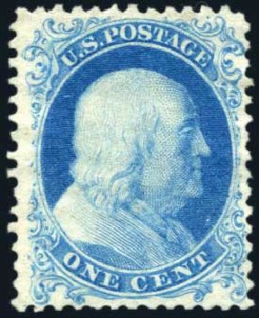 Price of US Stamps Scott Cat. # 40 - 1c 1875 Franklin Reprint. Harmer-Schau Auction Galleries, Feb 2009, Sale 80, Lot 1110