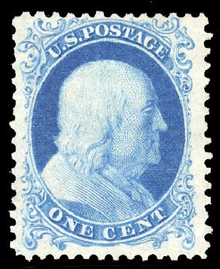 US Stamps Price Scott # 40: 1c 1875 Franklin Reprint. Cherrystone Auctions, Jan 2010, Sale 201001, Lot 51