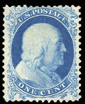 Costs of US Stamp Scott 40 - 1875 1c Franklin Reprint. Cherrystone Auctions, Sep 2010, Sale 201009, Lot 21