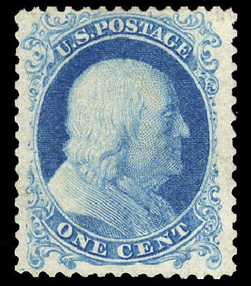US Stamps Price Scott Catalog 40 - 1875 1c Franklin Reprint. Cherrystone Auctions, Oct 2012, Sale 201210, Lot 44