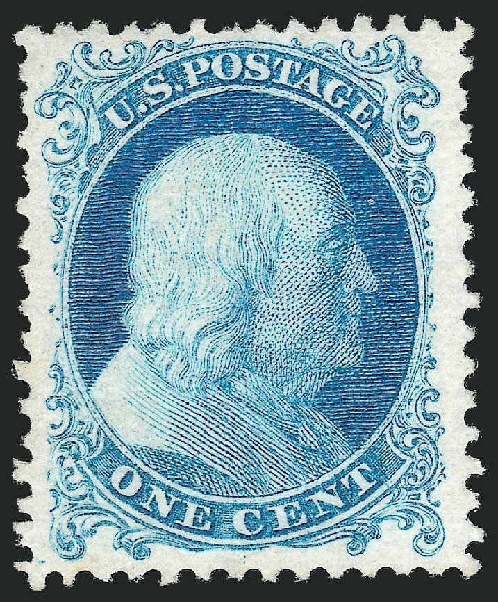 US Stamp Prices Scott Cat. 40: 1875 1c Franklin Reprint. Robert Siegel Auction Galleries, Mar 2013, Sale 1040, Lot 1274