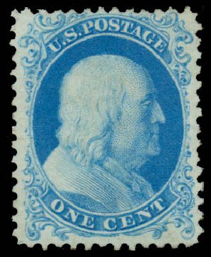 Price of US Stamp Scott Cat. #40 - 1875 1c Franklin Reprint. Daniel Kelleher Auctions, Sep 2013, Sale 639, Lot 365