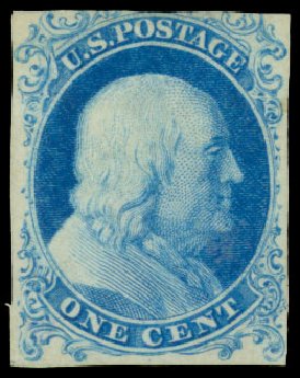 US Stamps Value Scott # 40: 1c 1875 Franklin Reprint. Daniel Kelleher Auctions, Dec 2013, Sale 640, Lot 85