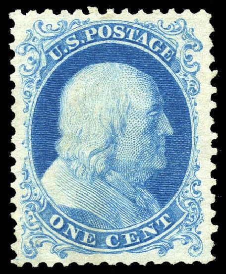US Stamps Price Scott Cat. 40 - 1875 1c Franklin Reprint. Matthew Bennett International, May 2014, Sale 350, Lot 92