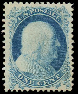 US Stamp Values Scott Cat. 40 - 1875 1c Franklin Reprint. Daniel Kelleher Auctions, Jul 2011, Sale 625, Lot 702