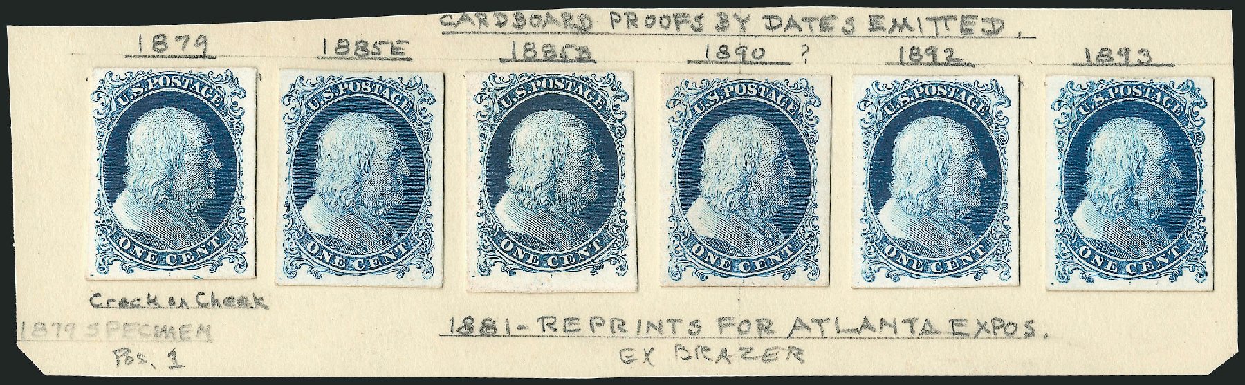 Value of US Stamp Scott Catalogue #40 - 1c 1875 Franklin Reprint. Robert Siegel Auction Galleries, Mar 2011, Sale 1006, Lot 1592