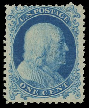 US Stamp Prices Scott Cat. 40 - 1c 1875 Franklin Reprint. Daniel Kelleher Auctions, Oct 2012, Sale 632, Lot 973